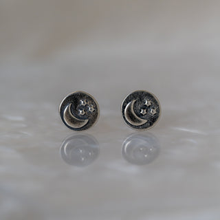 Sterling Silver "Moon + Stars" Studs