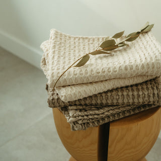 Stonewashed Waffle Kitchen Towel - Light Natural