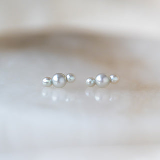 Surge Three Pearl Stud Earrings
