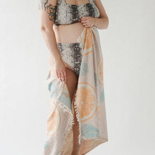Towel- Crinkle - Orange and Leaf
