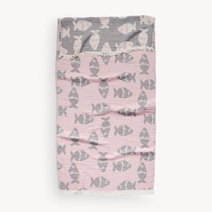 Pokoloko Fish Towel - Blush/Grey