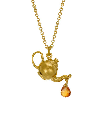 Teapot Necklace with Citrine Drop