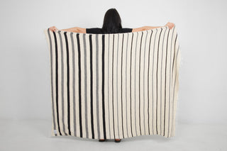 The Winslow | Striped Linen Blend | Ecru - Fleece Throw