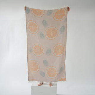 Towel- Crinkle - Orange and Leaf