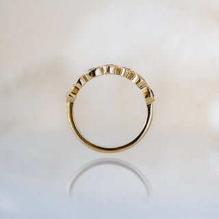 Trilliant and Round Teal Sapphire Band