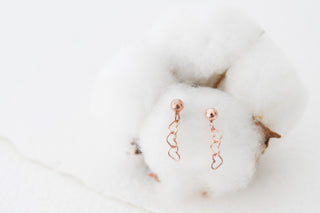 Triple Heart Studs- 14K Rose Gold Filled
