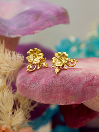 Ornate Rose Stud Earrings