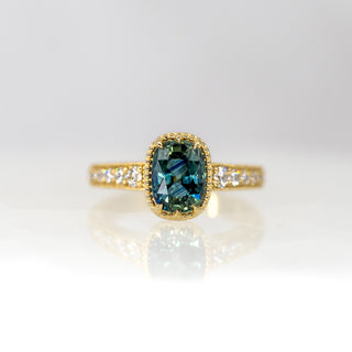 Australian Bi-Colored Sapphire Etched in Time Ring