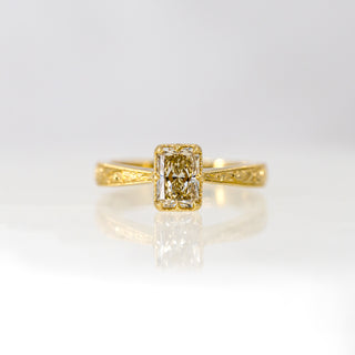 Light Brown Radiant Diamond Etched in Time Ring