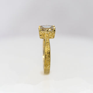 Light Brown Radiant Diamond Etched in Time Ring