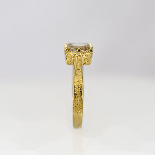 Light Brown Radiant Diamond Etched in Time Ring