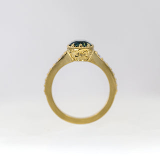 Australian Bi-Colored Sapphire Etched in Time Ring