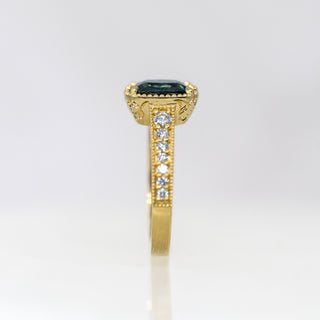 Australian Bi-Colored Sapphire Etched in Time Ring