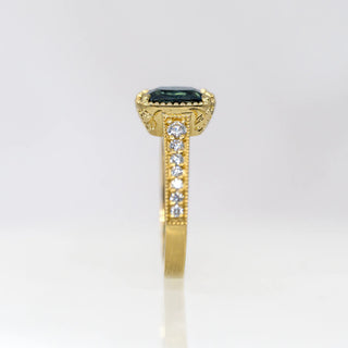 Australian Bi-Colored Sapphire Etched in Time Ring
