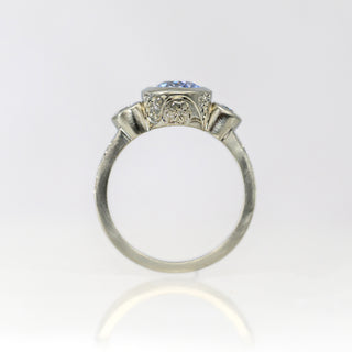 Oval Lavender Sapphire Trinity Etched in Time Ring