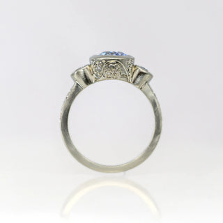 Oval Lavender Sapphire Trinity Etched in Time Ring