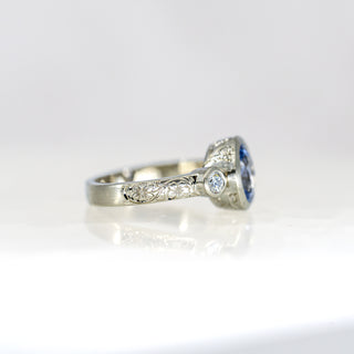 Oval Lavender Sapphire Trinity Etched in Time Ring