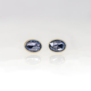 Oval Blue Sapphire Juicy Stud Earrings