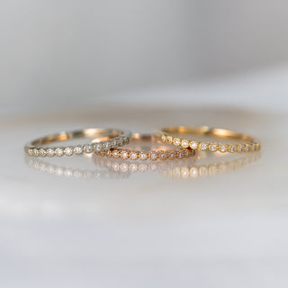 Yellow Gold Diamond Milgrain Band