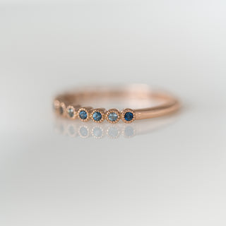 Rose Gold Teal Sapphire Milgrain Band