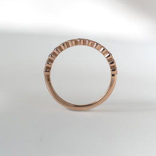 Rose Gold Teal Sapphire Milgrain Band