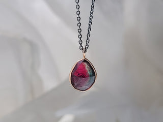 Watermelon Tourmaline Drop Necklace