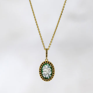 Yellow Romantica Green Tris Fiori CZ Necklace