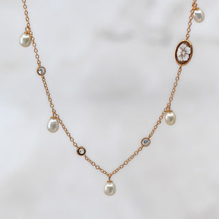 Rose Arianna Fiori Pearl & CZ Necklace