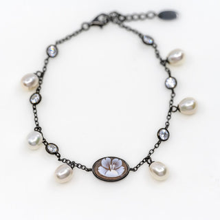 Black Arianna Fiori Pearl & CZ Bracelet