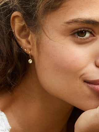 White Topaz Bud Hook Earrings