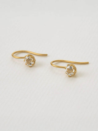 White Topaz Bud Hook Earrings