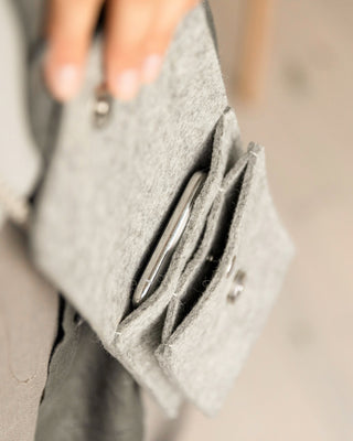 Wool Felt Crossbody Phone Bag - Aubergine