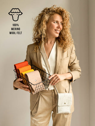Wool Felt Crossbody Phone Bag - Aubergine