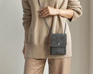 Wool Felt Crossbody Phone Bag - Graphite