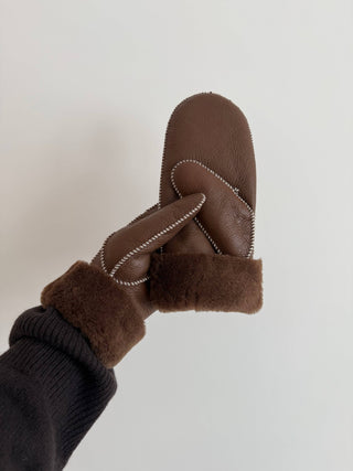 Shearling Mittens - Milk Chocolate