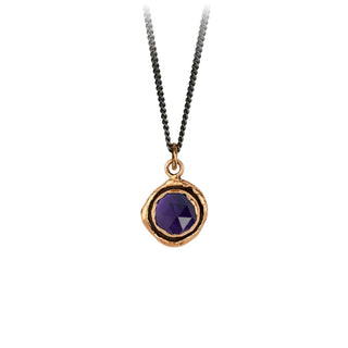 Amethyst Faceted Stone Talisman Necklace - Bronze