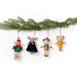Christmas Mice Felted Wool Ornaments