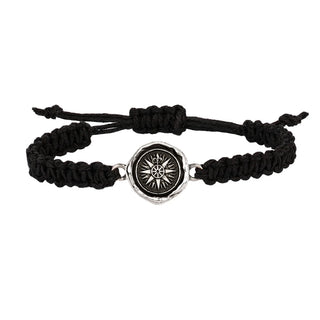 Direction Wide Black Braided Bracelet