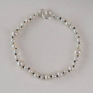 Mixed White Pearl Bracelet With Black Cord
