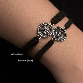 Direction Wide Black Braided Bracelet