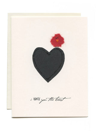 "I Hate You the Least" Bird on Black Heart