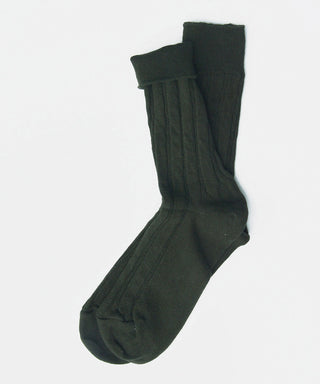 Cable Knit Dress Socks - Darkest Green
