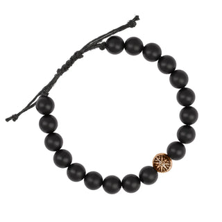 Compass Bronze Black Onyx Beaded Bracelet