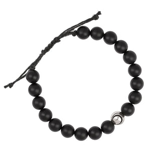 Crescent Moon Black Onyx Beaded Bracelet