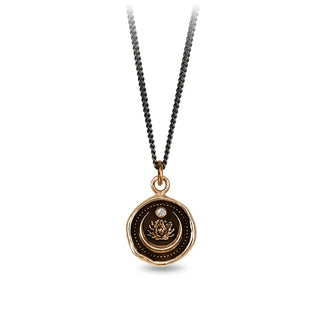 Lotus Flower Diamond Set Talisman Bronze