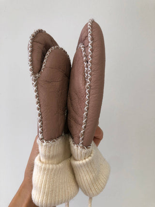 Kids Shearling Mittens - Dusty Pink