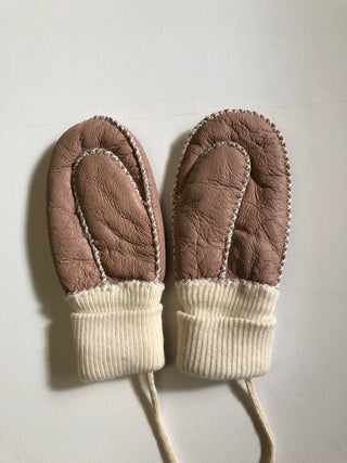 Kids Shearling Mittens - Dusty Pink