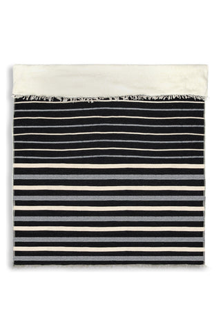 The Winslow | Striped Linen Blend | Black - Fleece Throw