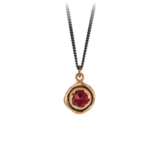 Garnet Faceted Stone Talisman Necklace - Bronze