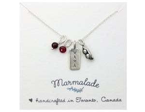 Marmalade Designs Bronze Mama & Two Peas Necklace With Gemstones